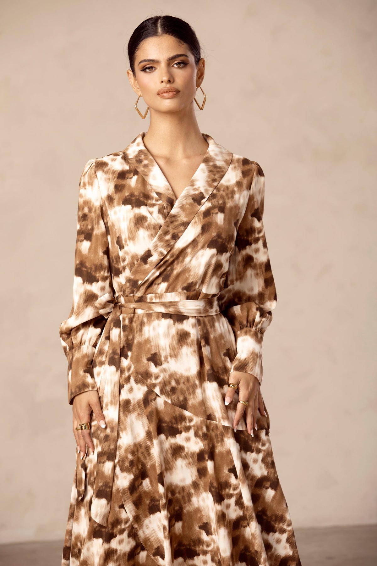 Safa Brown Printed Maxi Dress Veiled Collection 
