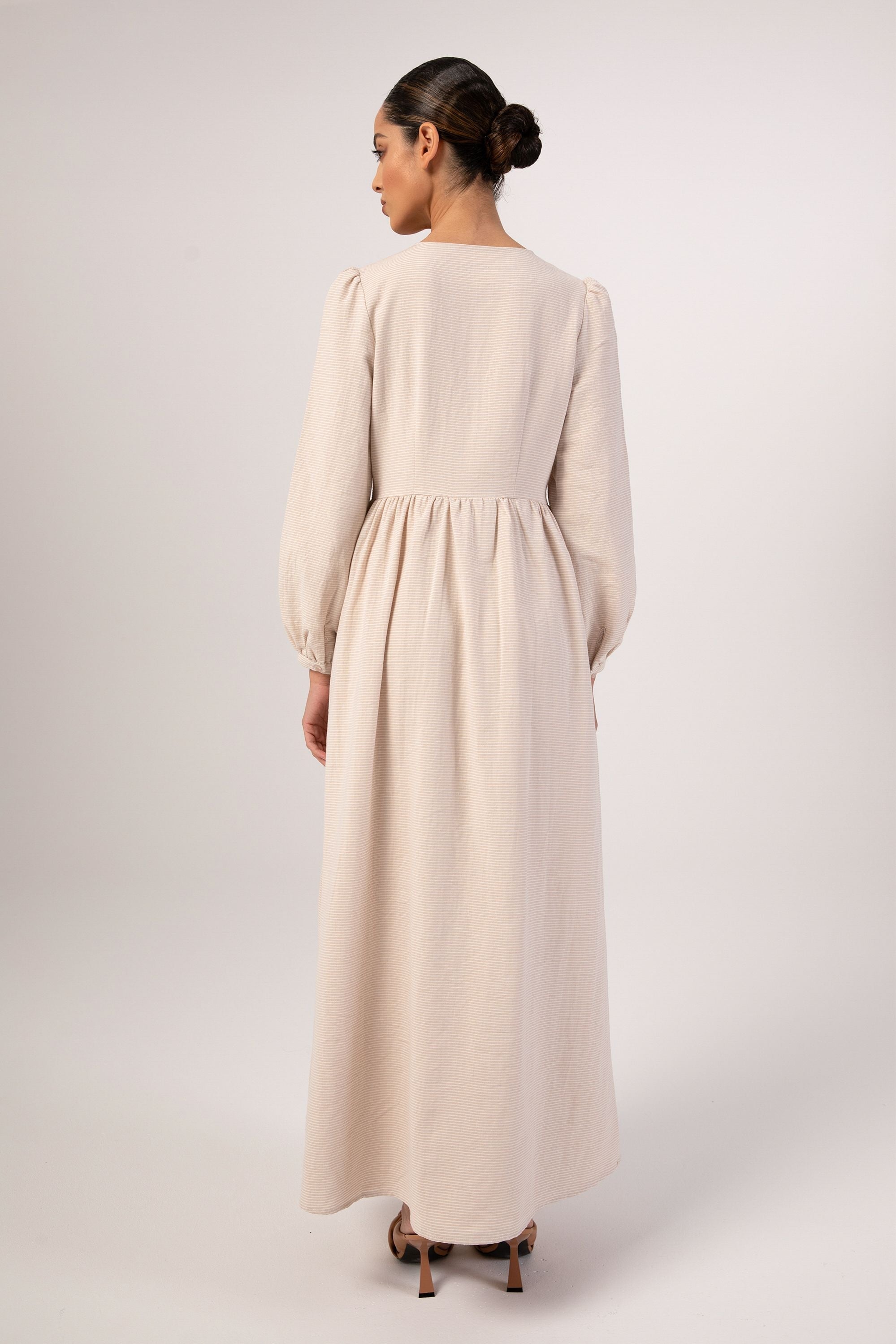 Safiya Natural Button Front Maxi Dress Veiled Collection 