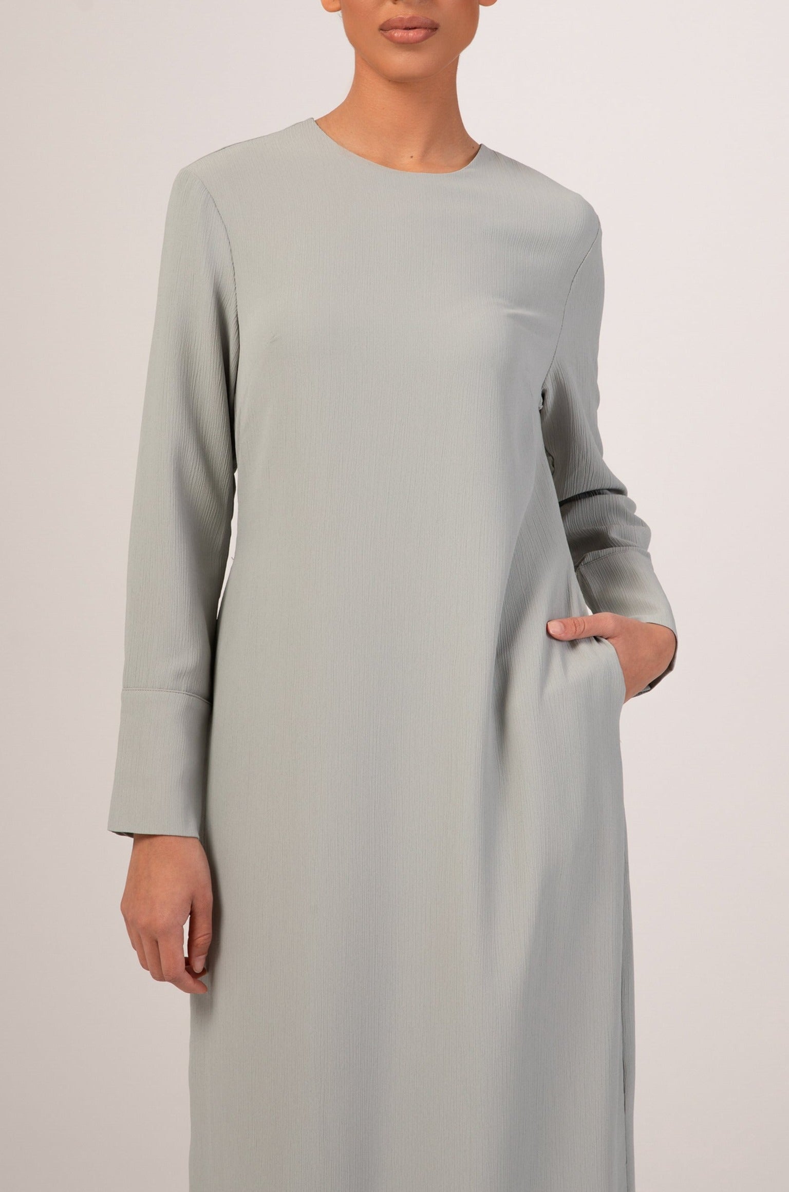 Sajda Textured Maxi Dress - Desert Sage Veiled 