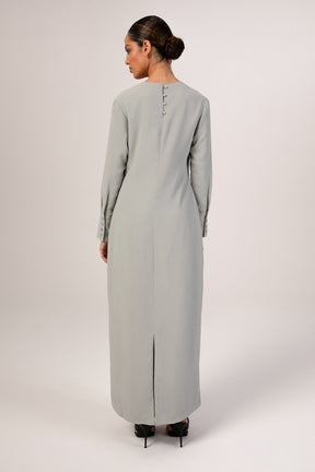 Sajda Textured Maxi Dress - Desert Sage Veiled 