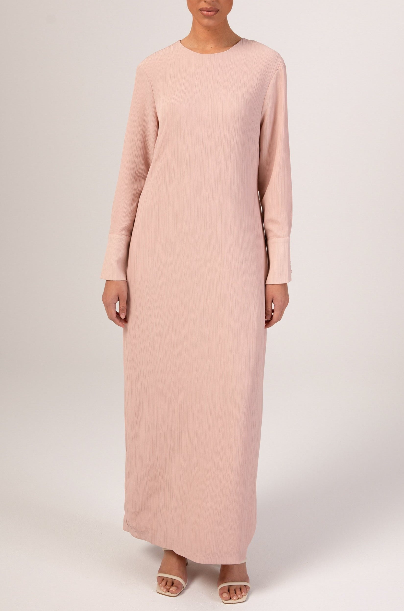 Sajda Textured Maxi Dress - Dusty Pink Veiled 