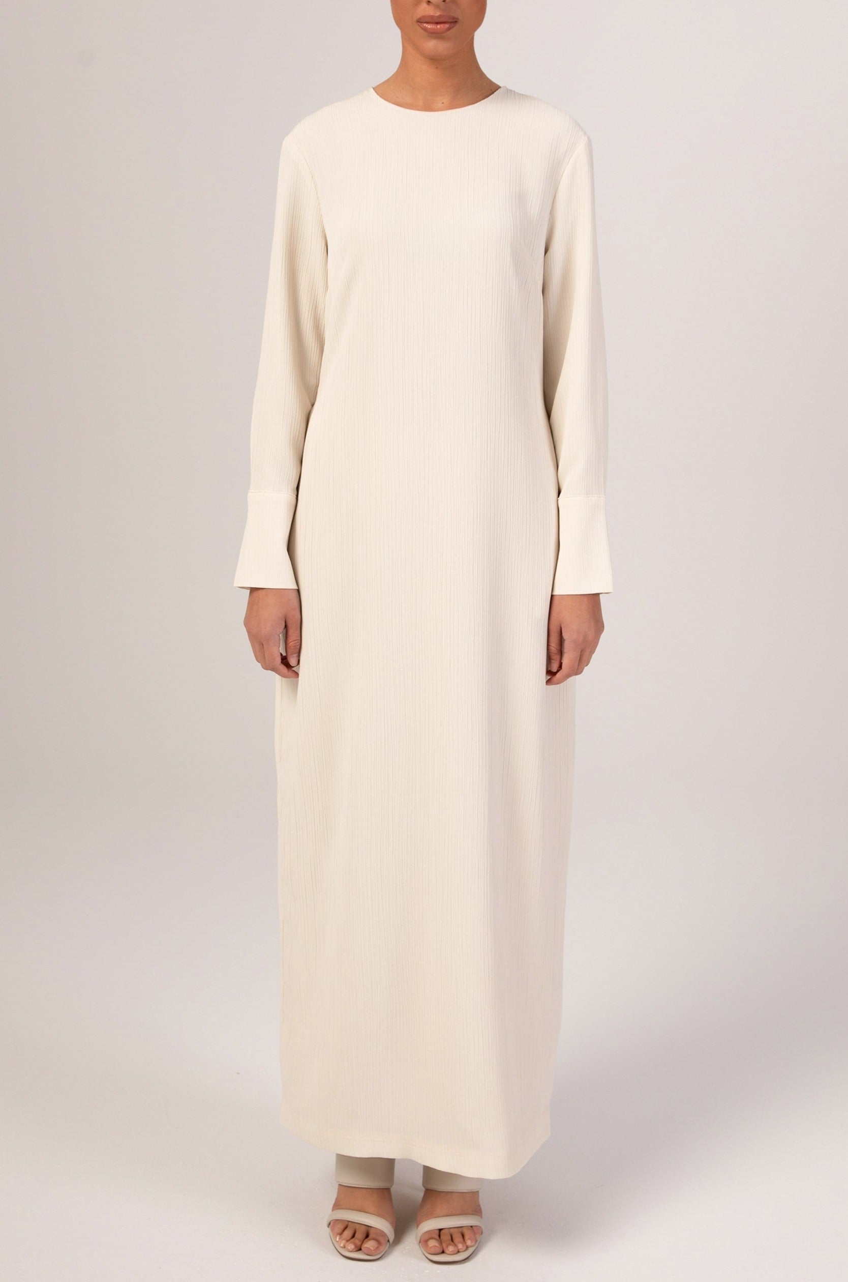 Sajda Textured Maxi Dress - Off White Veiled 