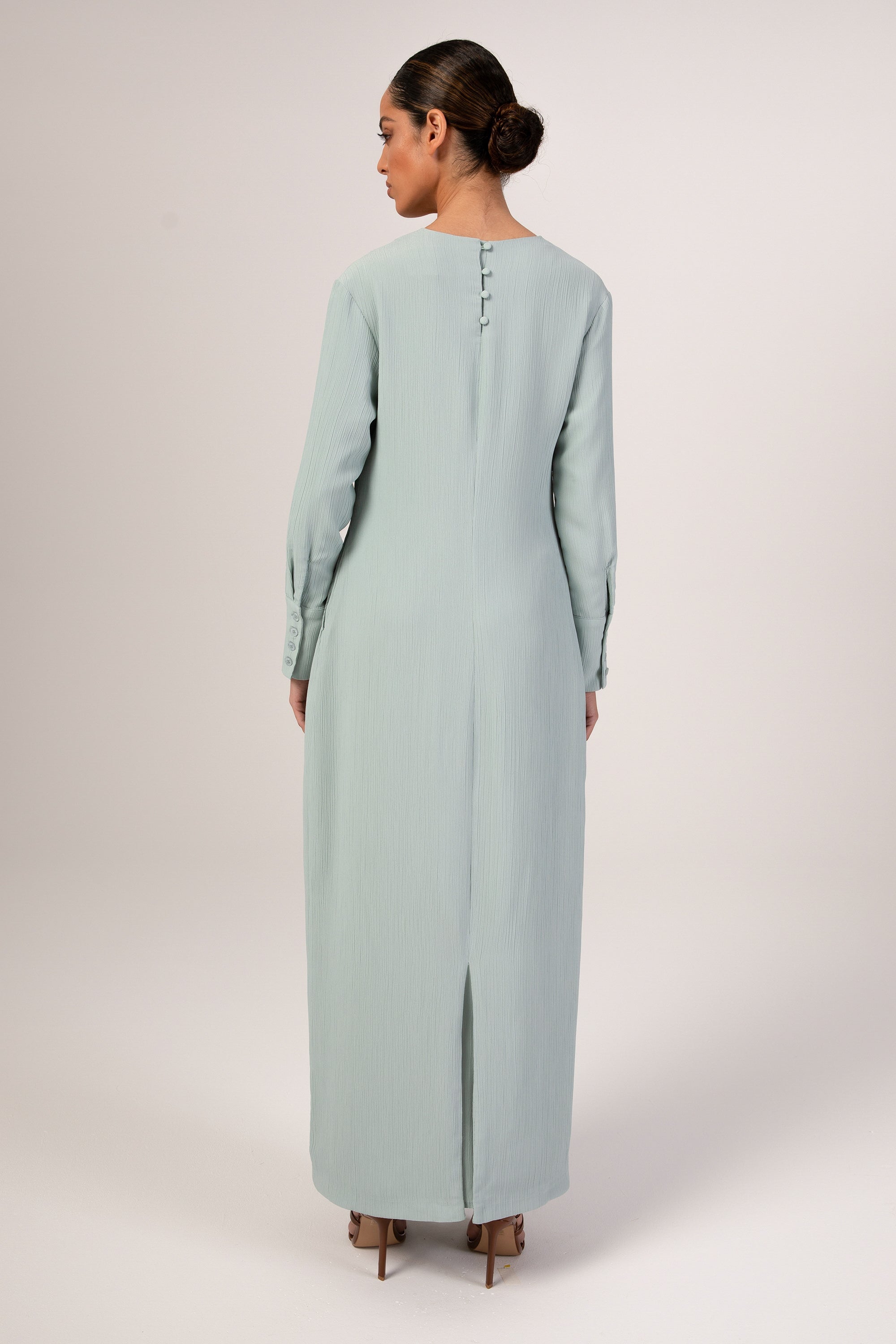 Sajda Textured Maxi Dress - Stillwater Veiled 