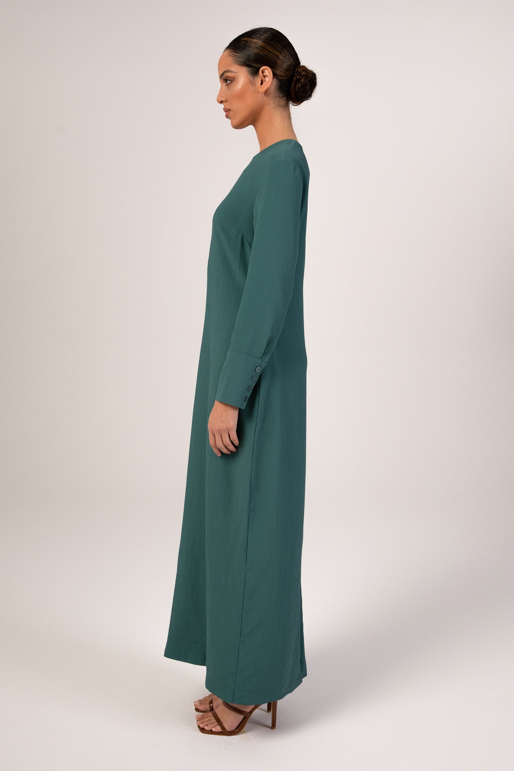 Sajda Textured Maxi Dress - Teal Veiled 