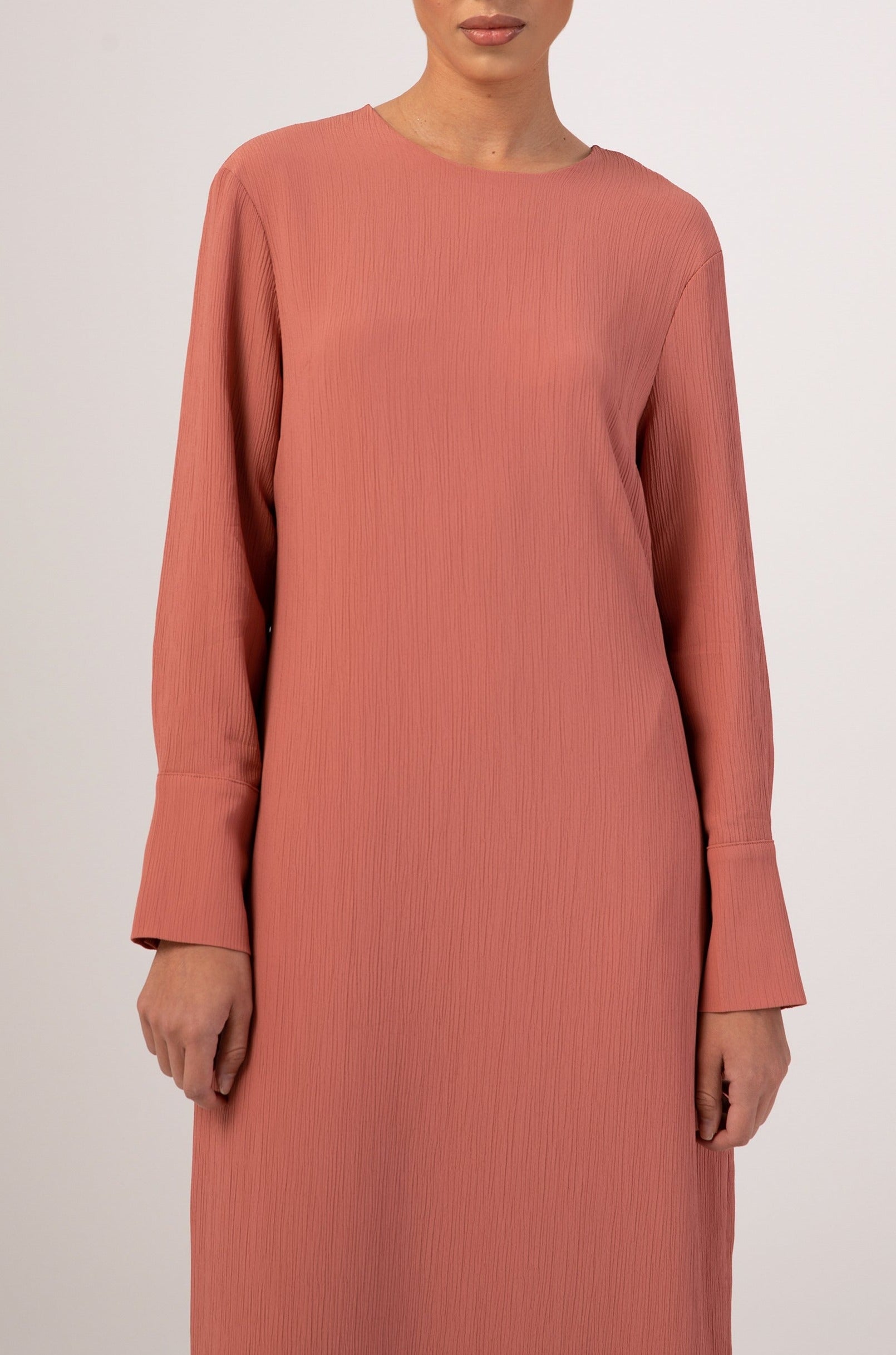 Sajda Textured Maxi Dress - Terracotta Veiled 