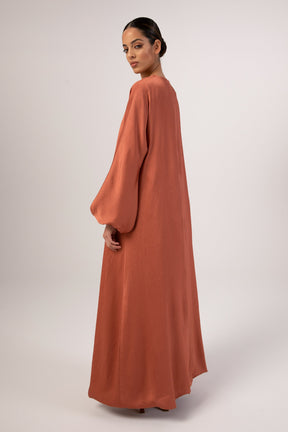 Salma Open Abaya - Terracotta Veiled 