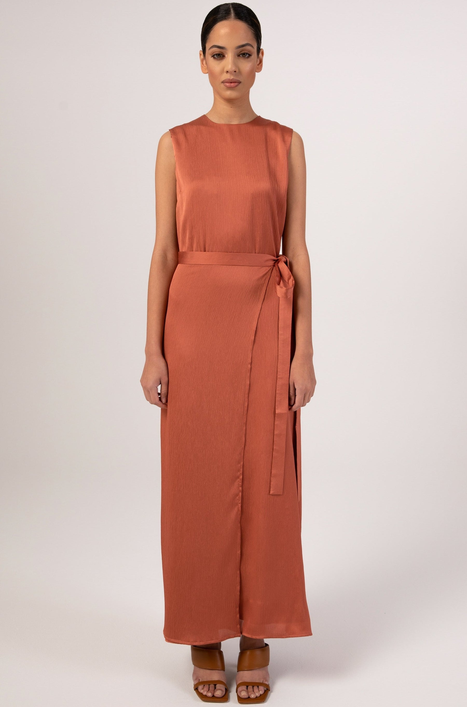 Salma Sleeveless Maxi Dress & Skirt Set - Terracotta Veiled 