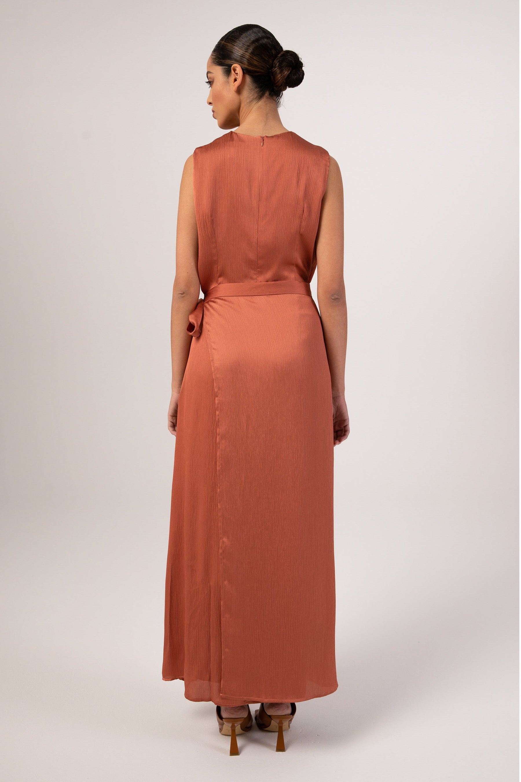Salma Sleeveless Maxi Dress & Skirt Set - Terracotta Veiled 