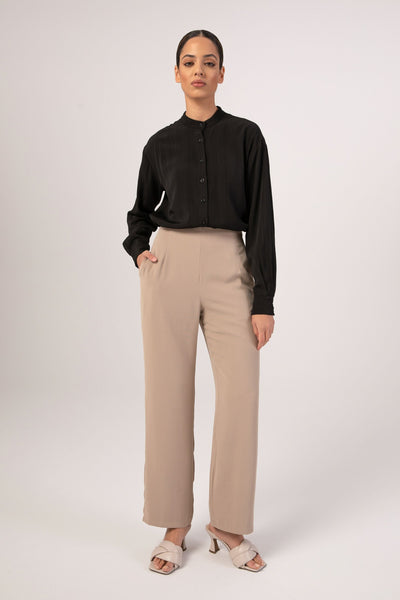 Seamless Waist Wide Leg Trousers - Sandstone