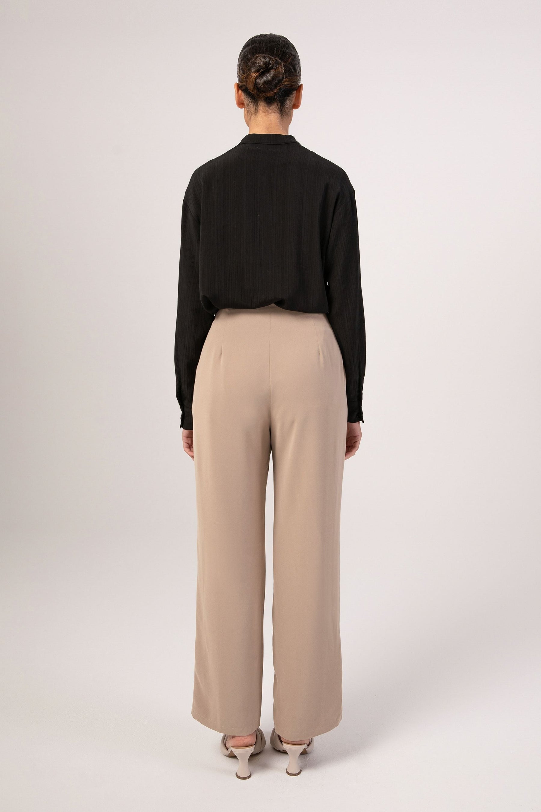 Seamless Waist Wide Leg Trousers - Sandstone