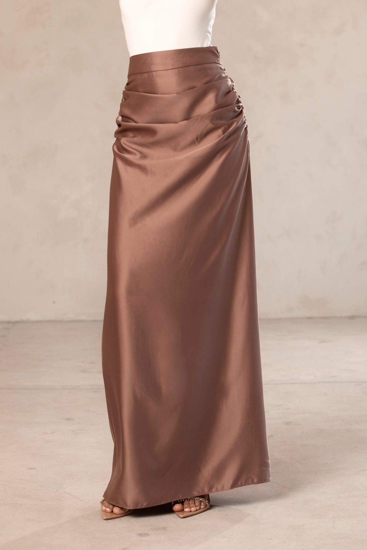 Seedra Satin Rouched Maxi Skirt Veiled Collection 