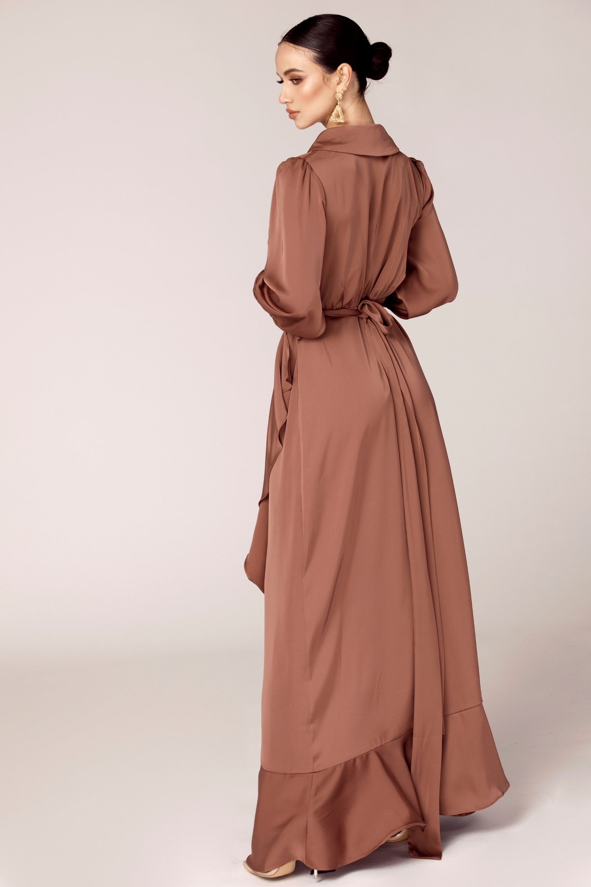 Satin wrap 2024 front maxi dress