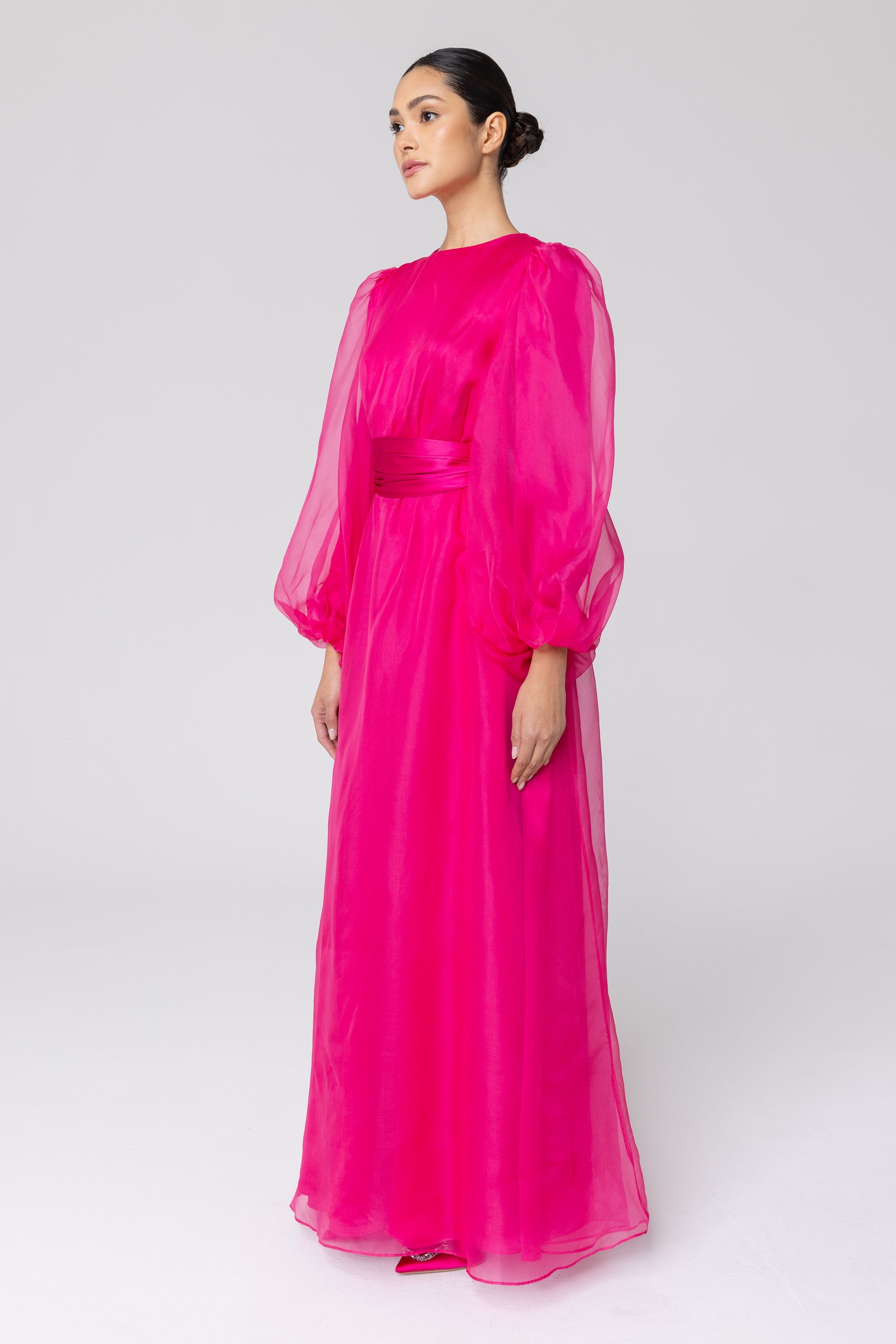 Satin maxi dress outlet pink