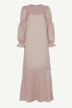 Silk Organza Satin Trim Maxi Dress - Sepia Rose Clothing Veiled 