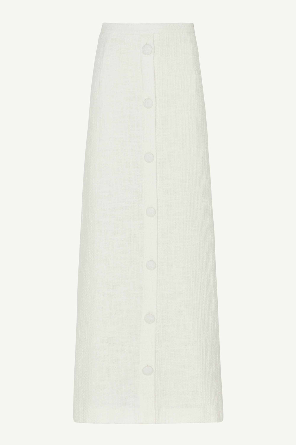 Sophia Tweed Button Front Maxi Skirt - Pearl