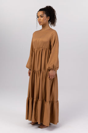 Tala Tiered Linen Maxi Dress - Brown Sugar Veiled 