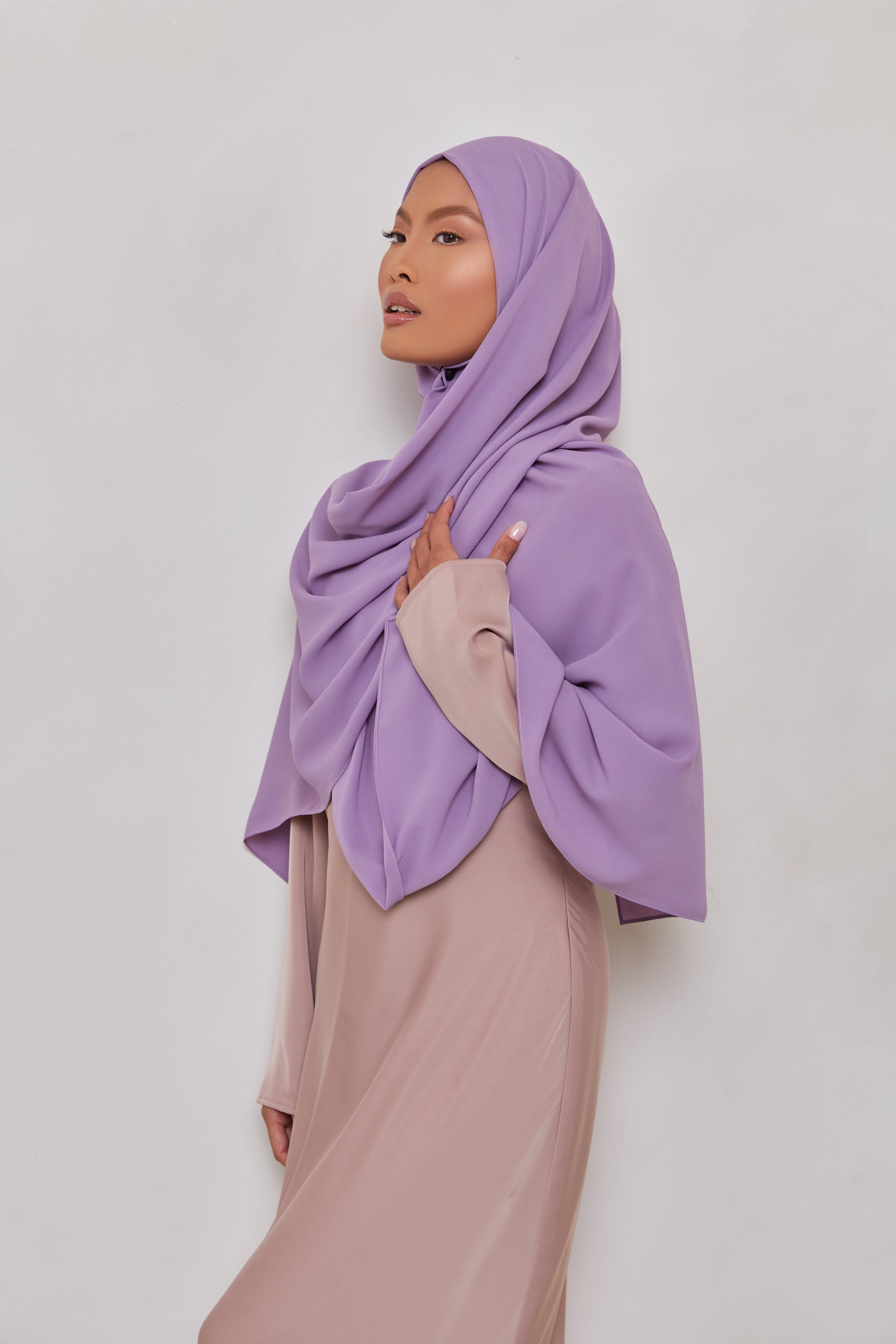 TEXTURE Classic Chiffon Hijab - Dark Lavender Veiled Collection 