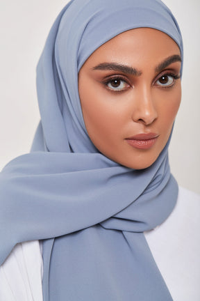 TEXTURE Classic Chiffon Hijab - Dusty Blue Veiled Collection 