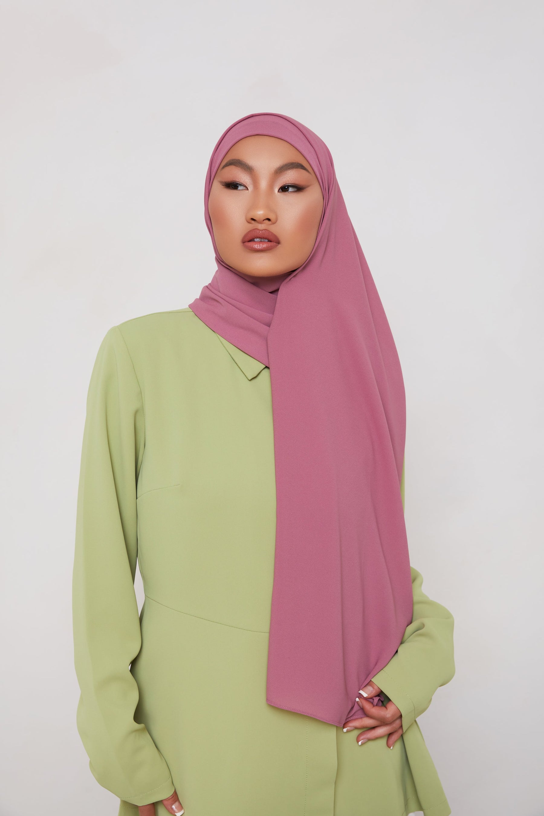 TEXTURE Classic Chiffon Hijab - Wisteria Mauve Veiled Collection 