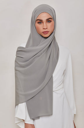 TEXTURE Everyday Chiffon Hijab - Elegant Grey Veiled Collection 