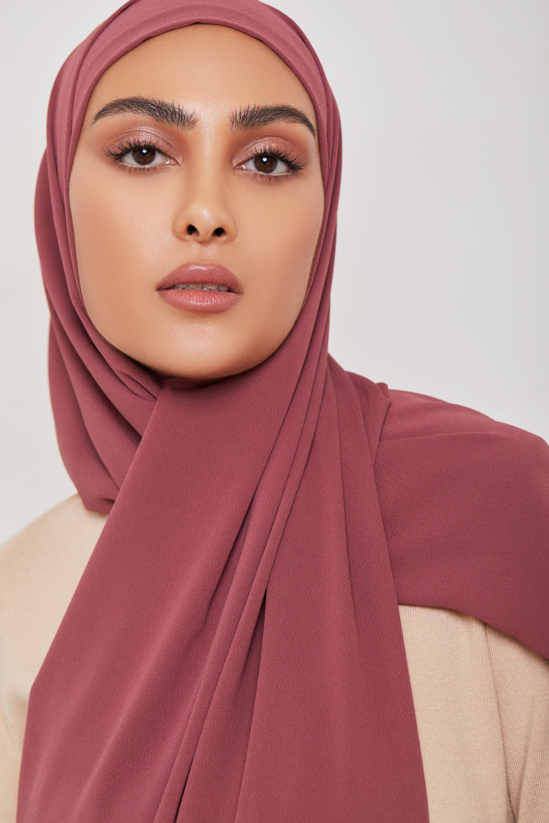 TEXTURE Everyday Chiffon Hijab - Moody Mauve Veiled Collection 