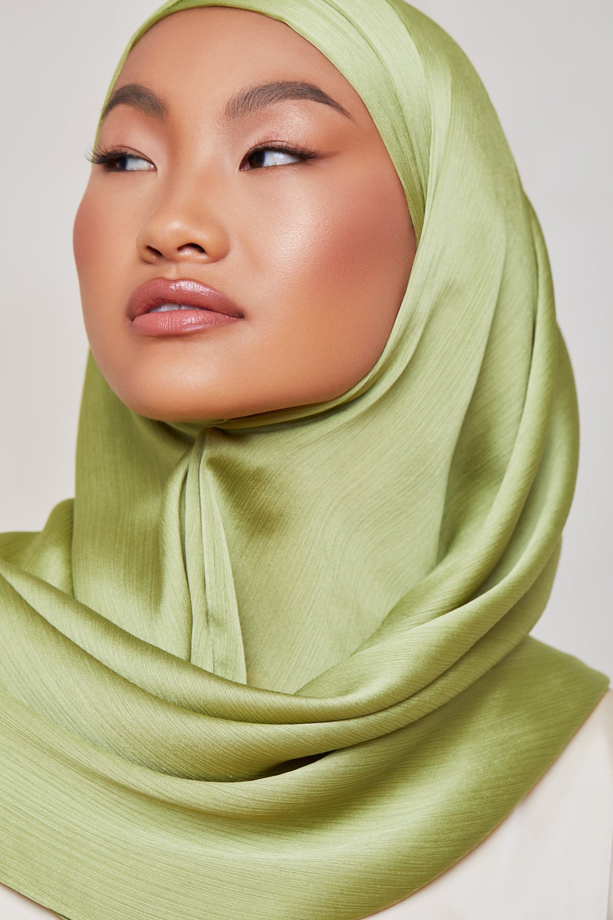 TEXTURE Satin Crepe Hijab - Algae Crepe Veiled Collection 