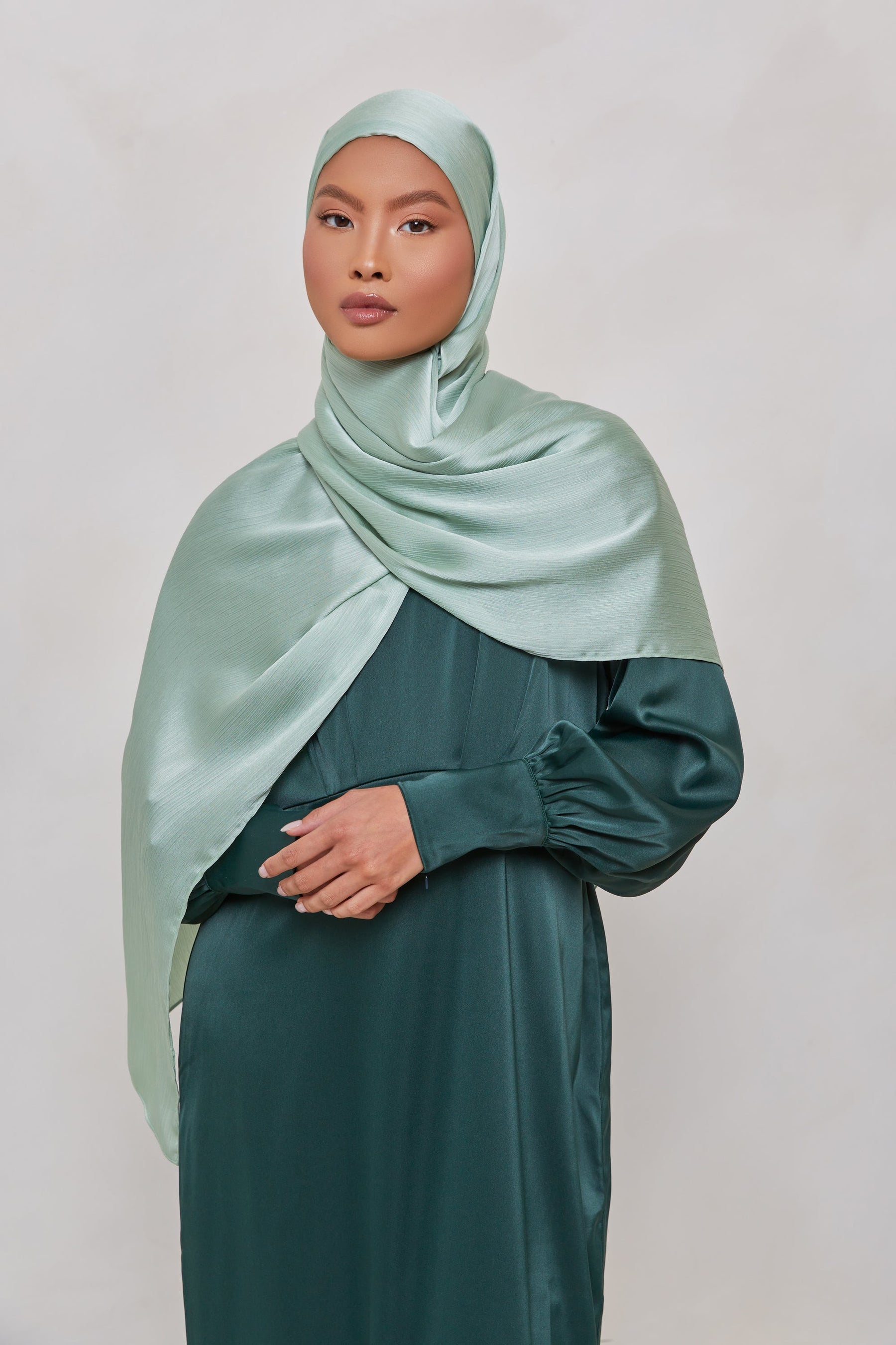TEXTURE Satin Crepe Hijab - Aloe Crepe Veiled Collection 