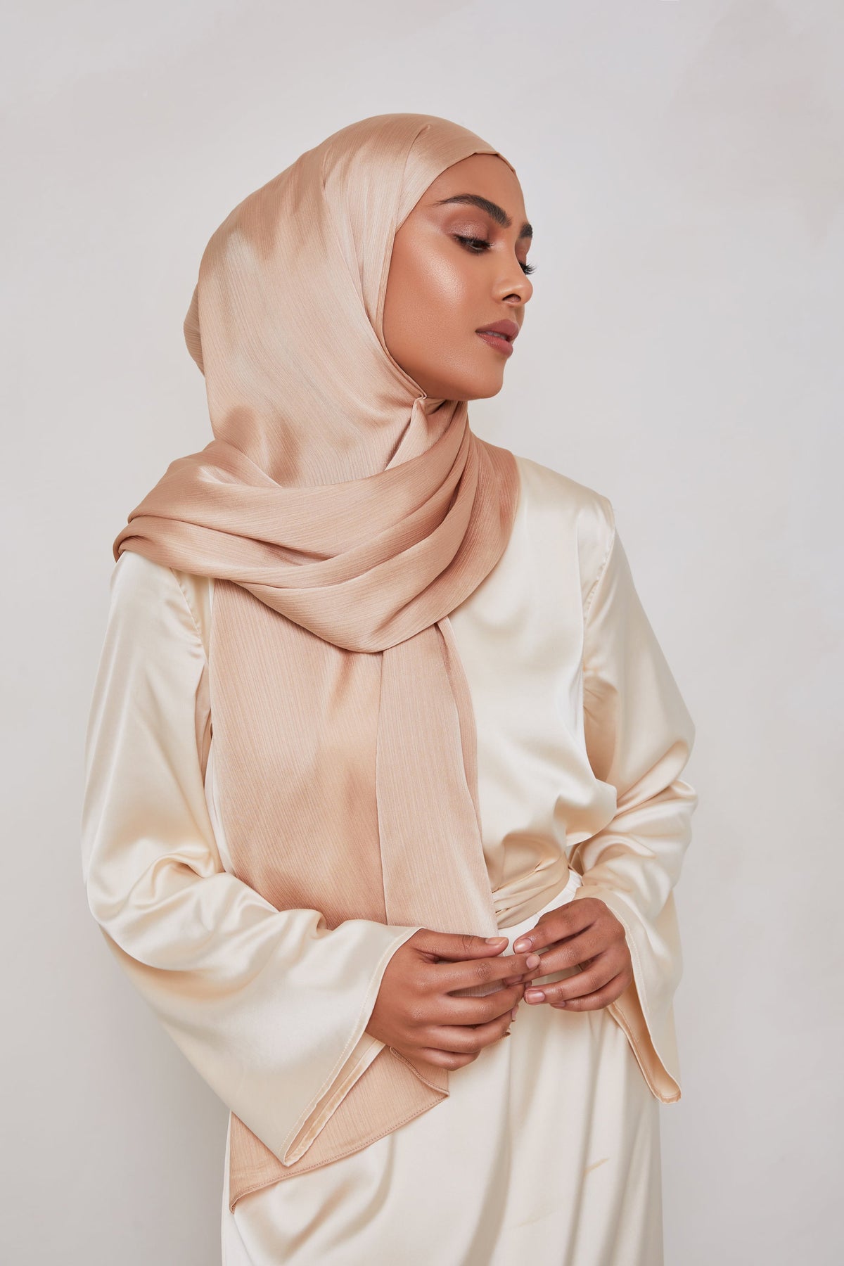 TEXTURE Satin Crepe Hijab - Ginger Crepe Veiled Collection 