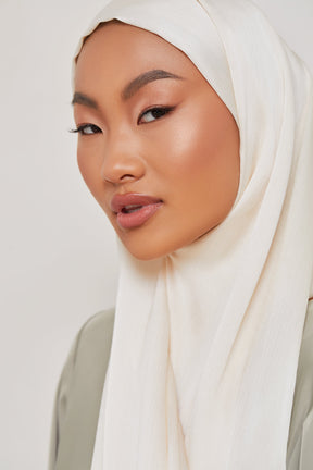 TEXTURE Satin Crepe Hijab - Ivory Crepe Veiled Collection 