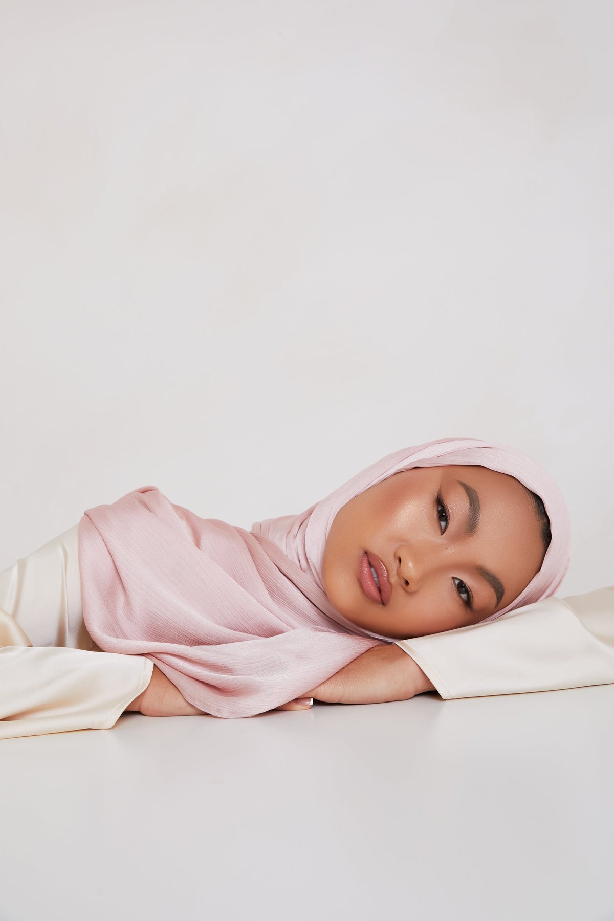 TEXTURE Satin Crepe Hijab - Powder Crepe Veiled Collection 
