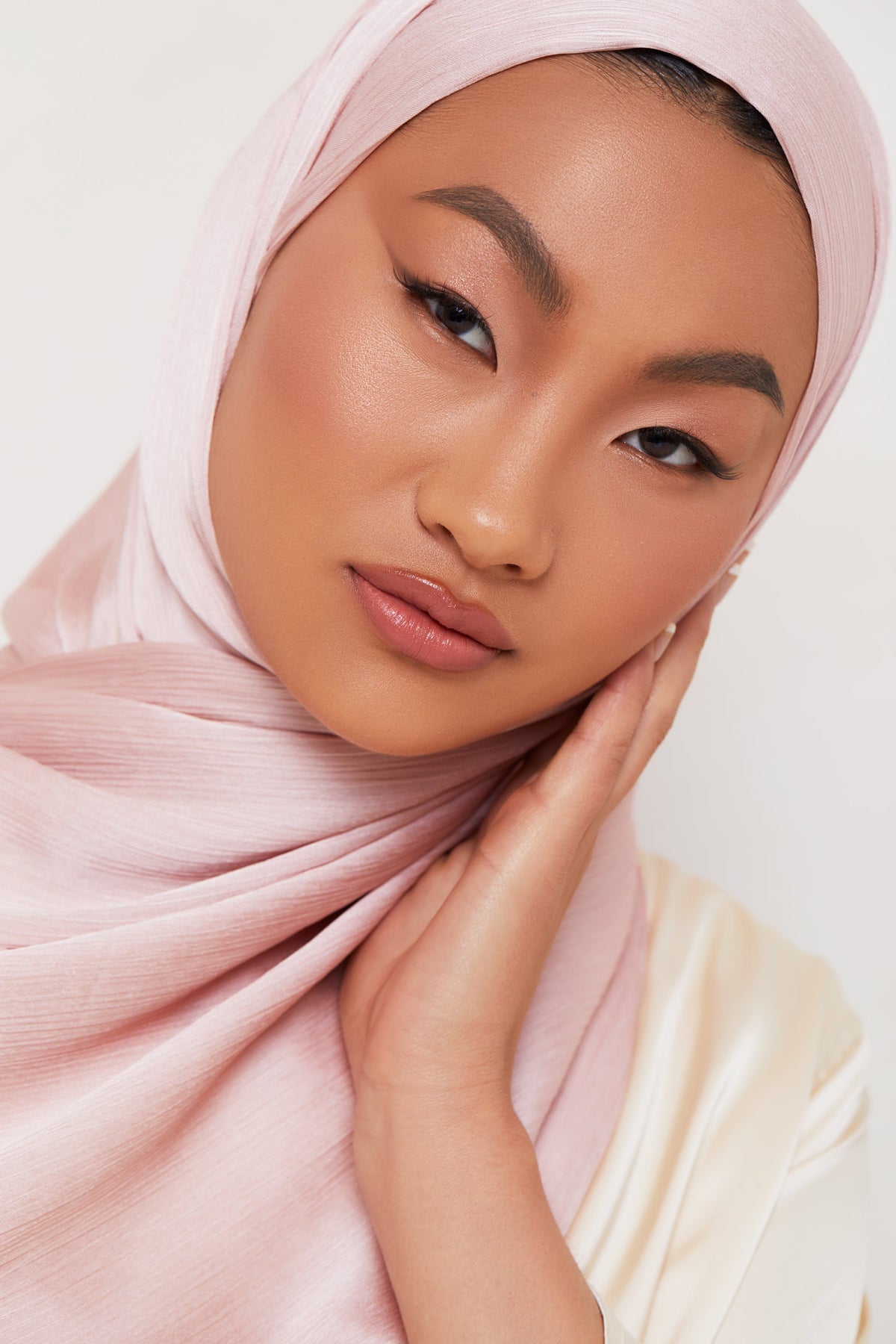 TEXTURE Satin Crepe Hijab - Powder Crepe Veiled Collection 