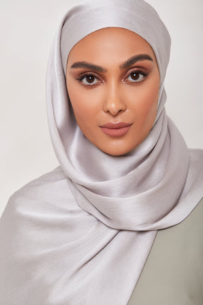 TEXTURE Satin Crepe Hijab - Silver Crepe Veiled Collection 