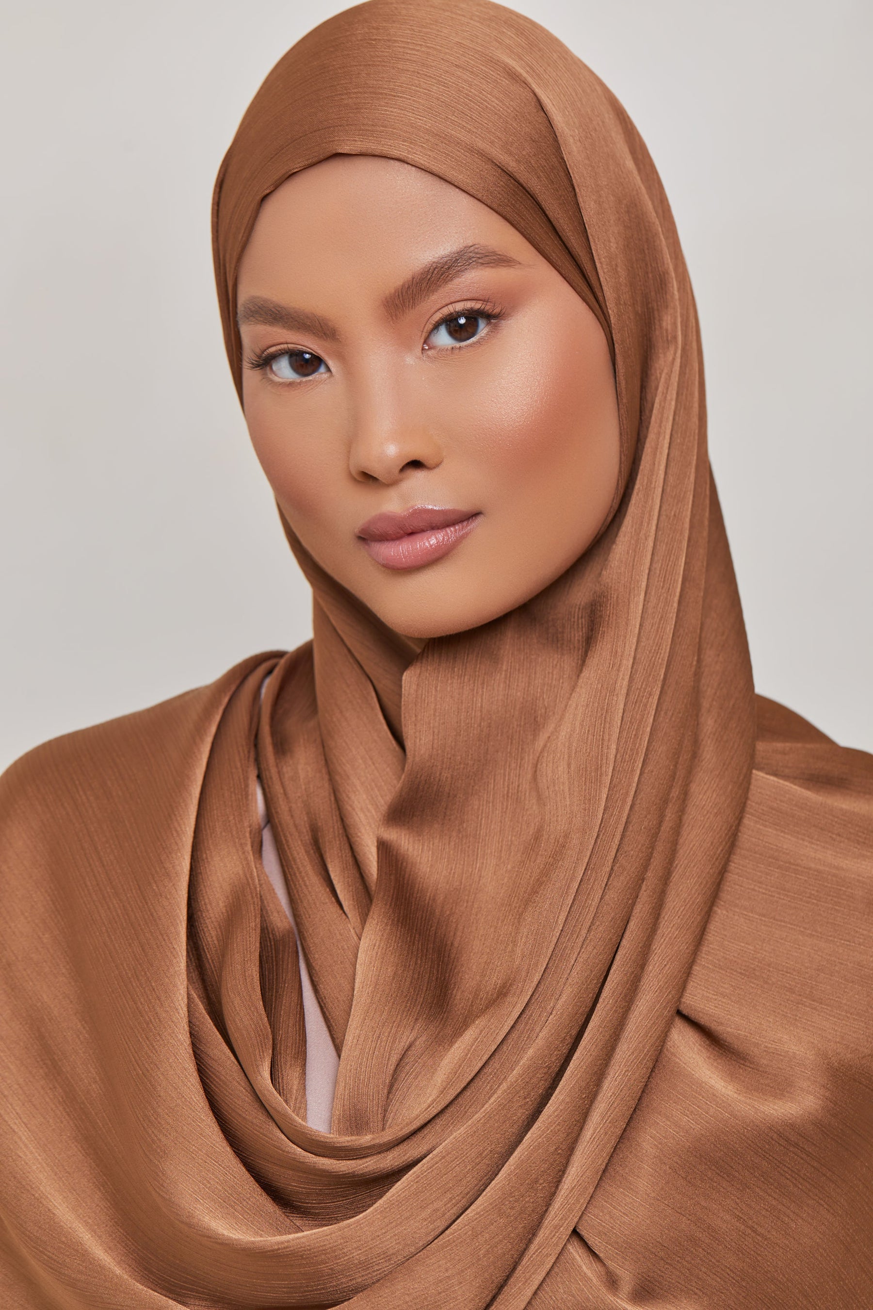 TEXTURE Satin Crepe Hijab - Toffee Crepe Veiled Collection 