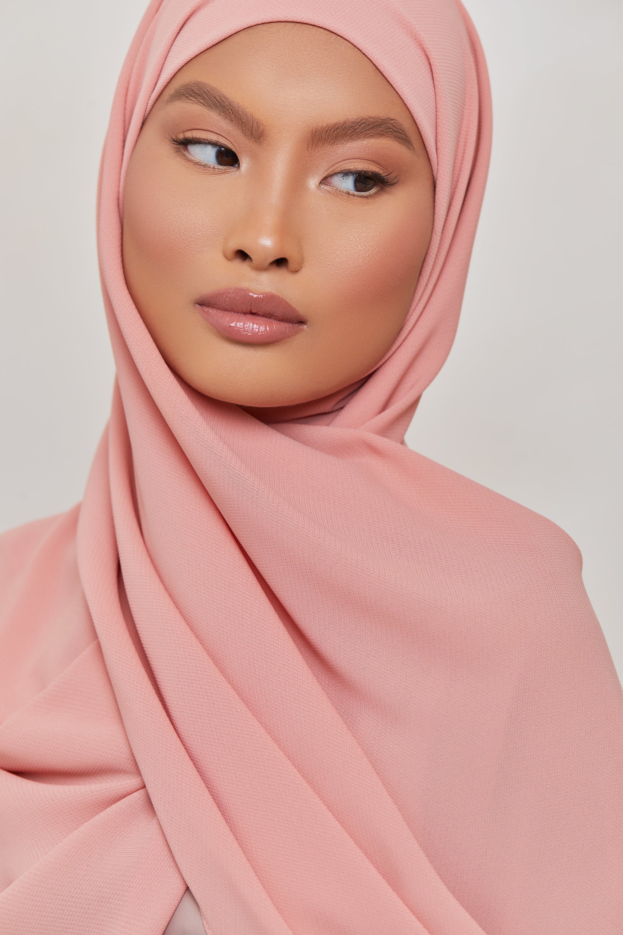 TEXTURE Twill Chiffon Hijab - Flushed Veiled Collection 