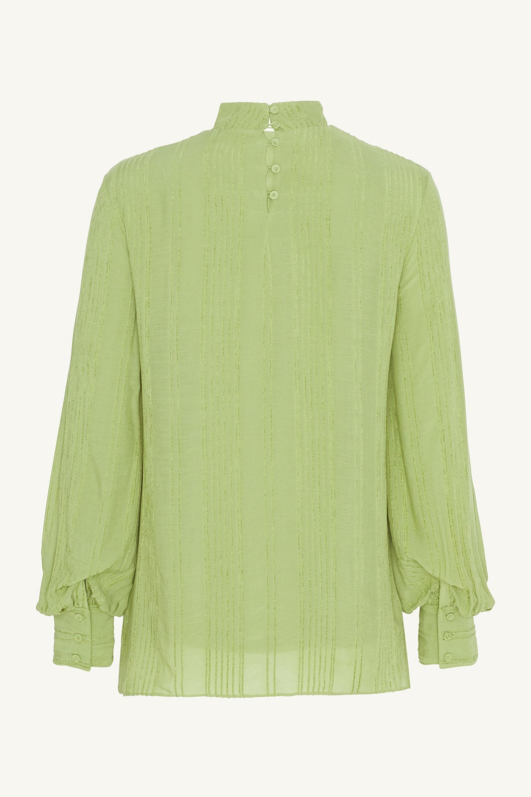 Textured Rayon Balloon Sleeve Blouse - Fern Green Clothing saigonodysseyhotel 