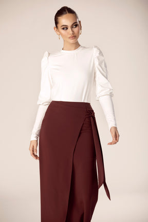 Tie Waist Maxi Skirt - Dark Mauve Veiled Collection 