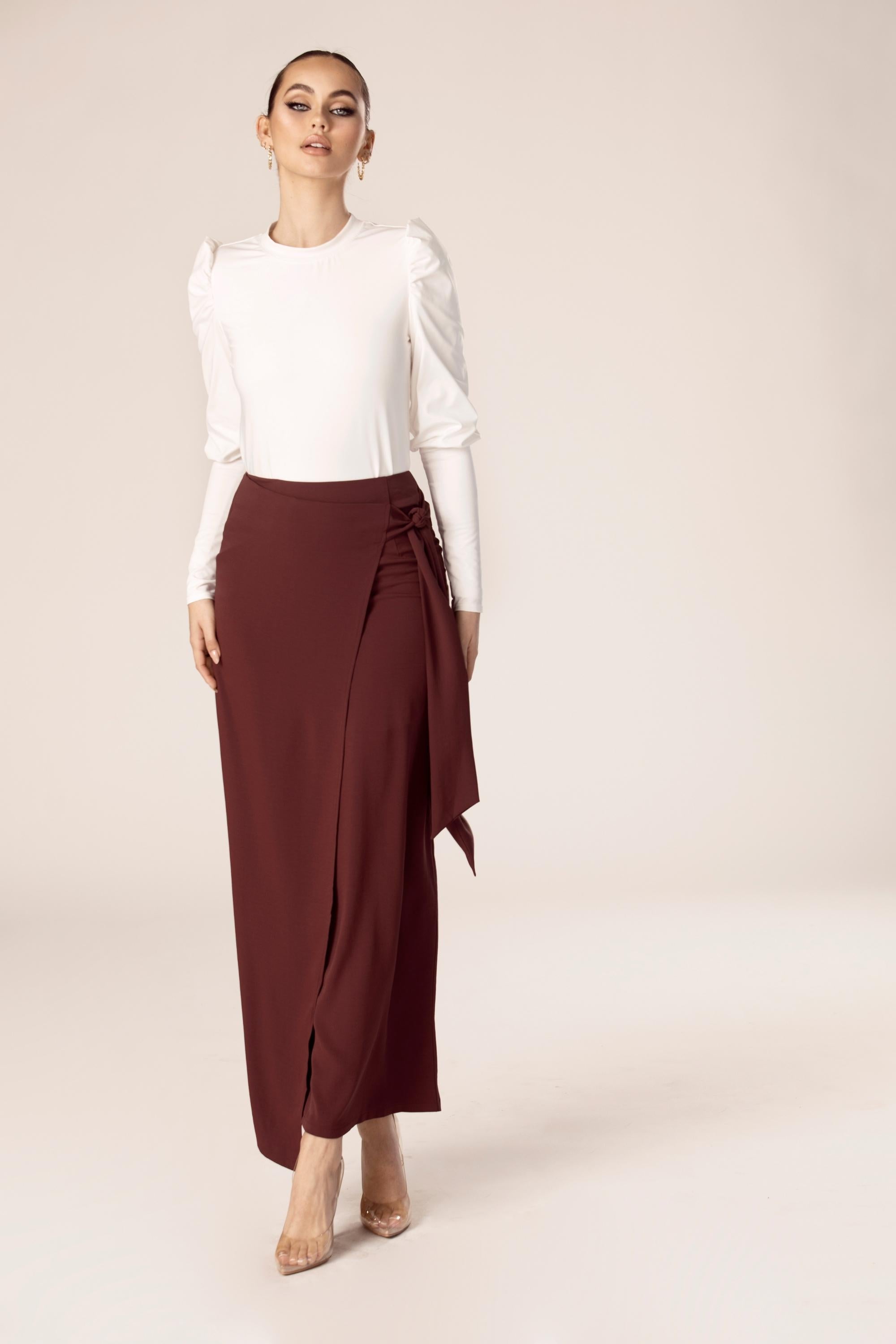 Tie waist wrap clearance skirt