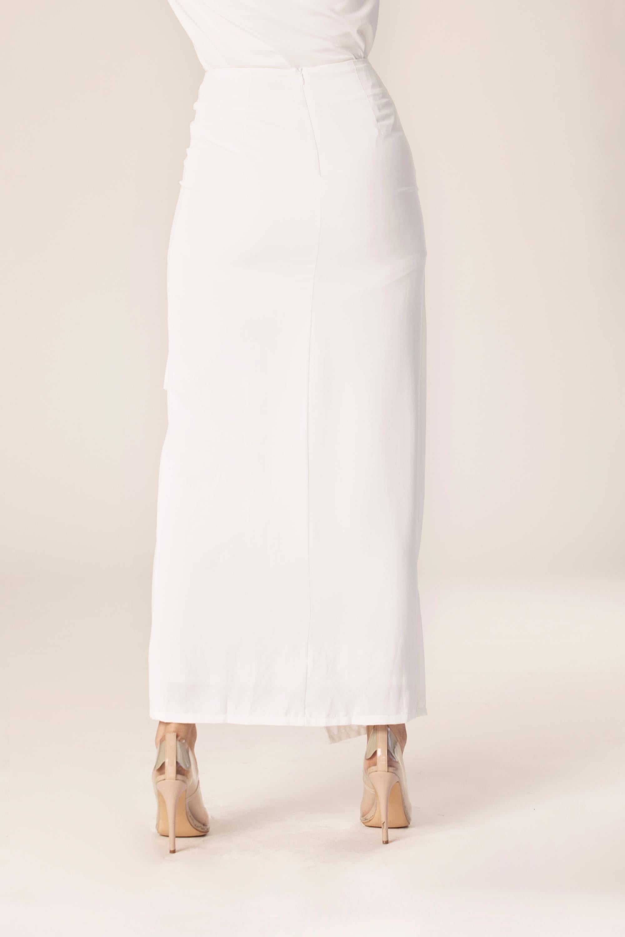 White maxi skirt knee cheap length