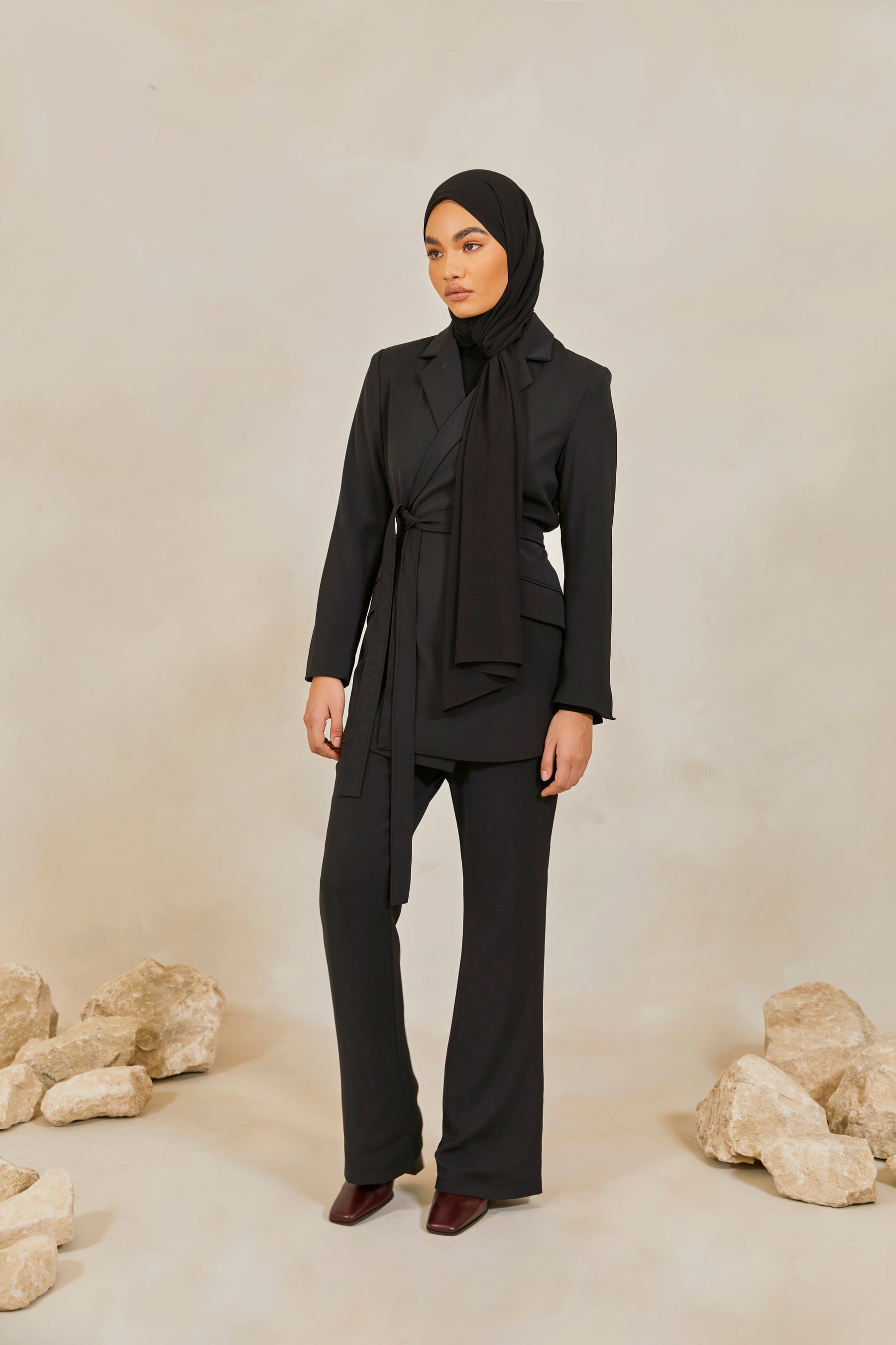 Timani Tie Waist Blazer - Black Veiled Collection 
