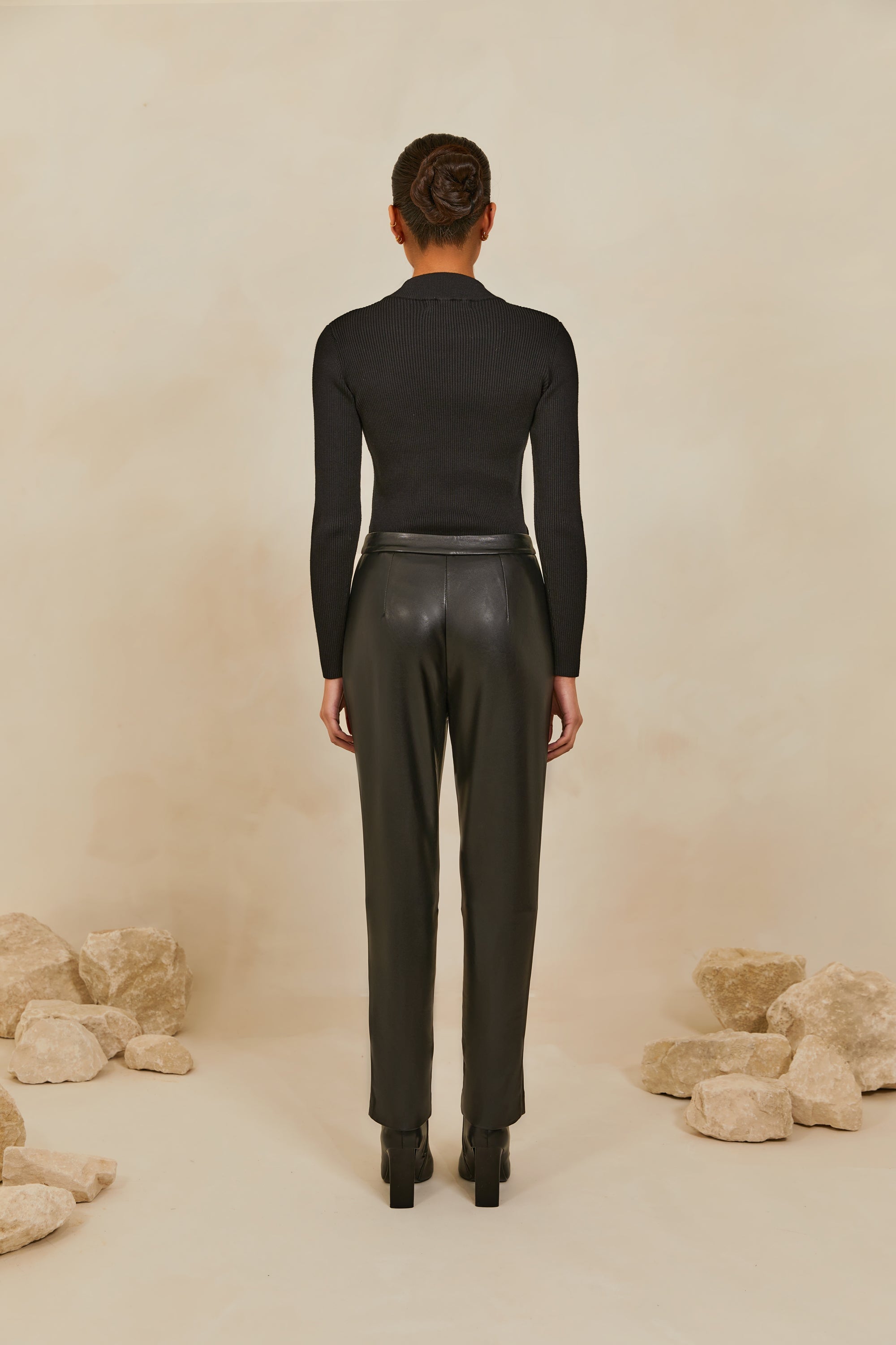 Leather Look Straight Leg Trousers | SOSANDAR | M&S