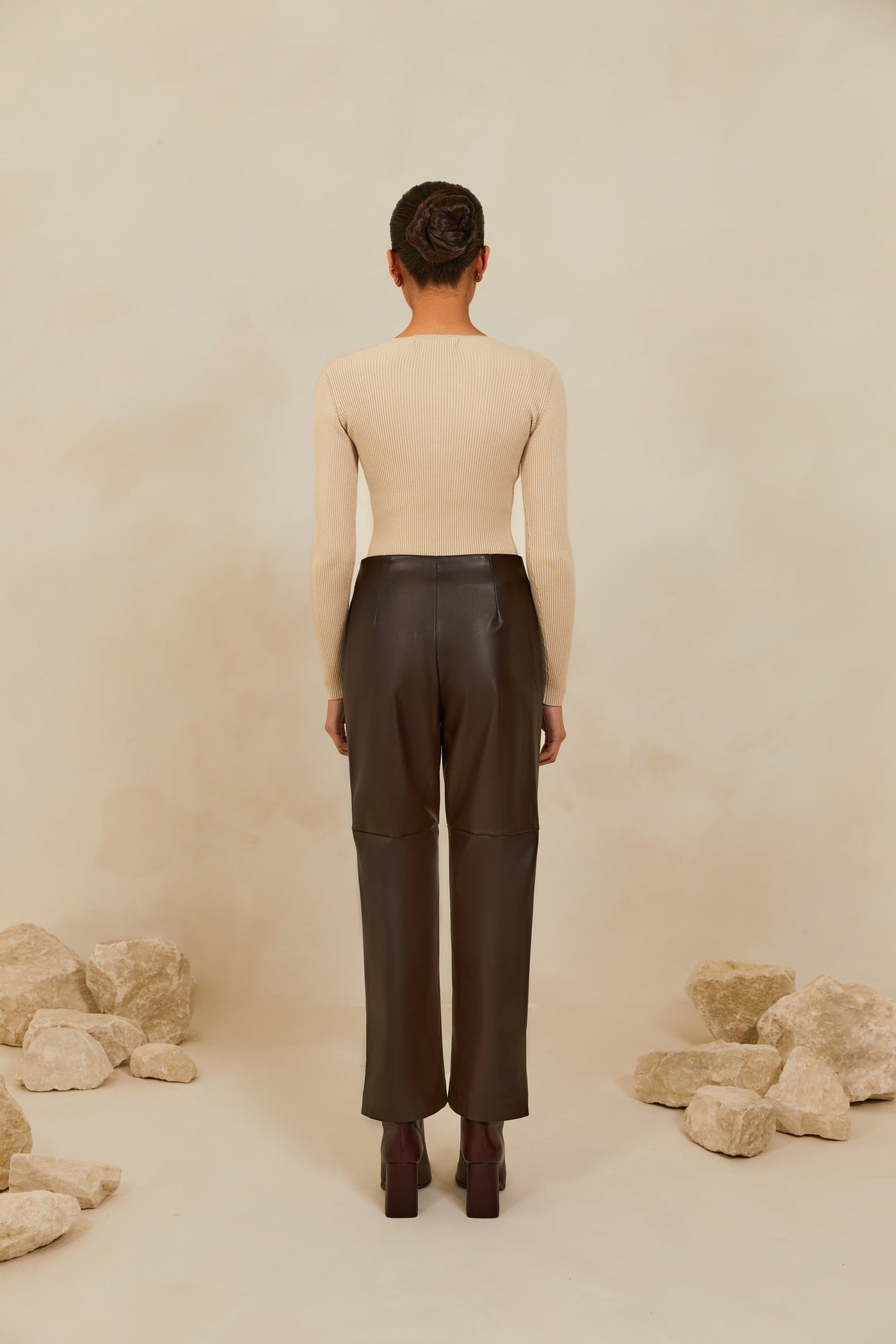 Vegan Leather Wide Leg Trousers Java