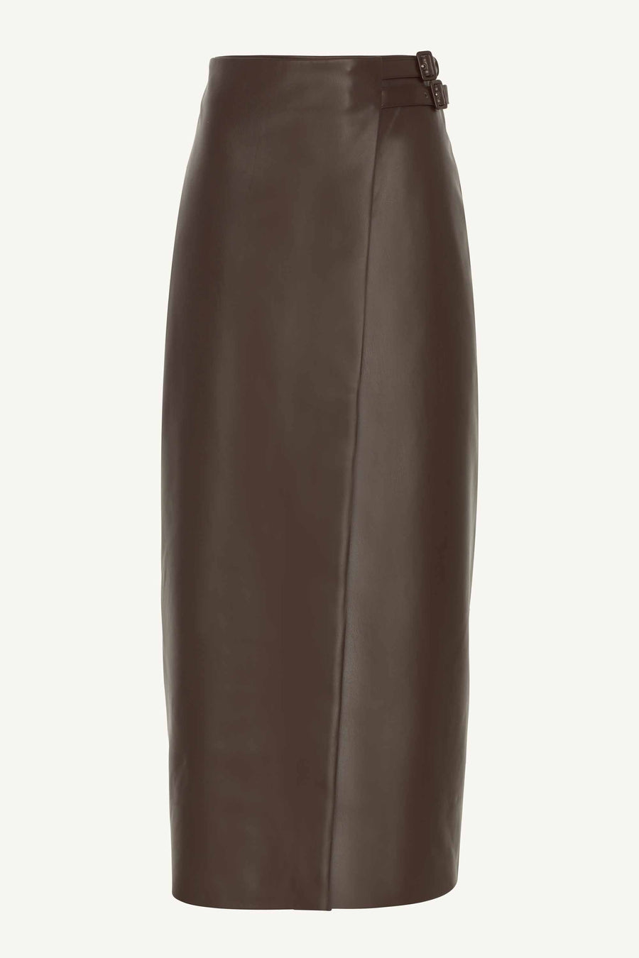 Vegan Leather Wrap Maxi Skirt - Java