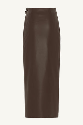 Vegan Leather Wrap Maxi Skirt - Java Clothing Veiled 