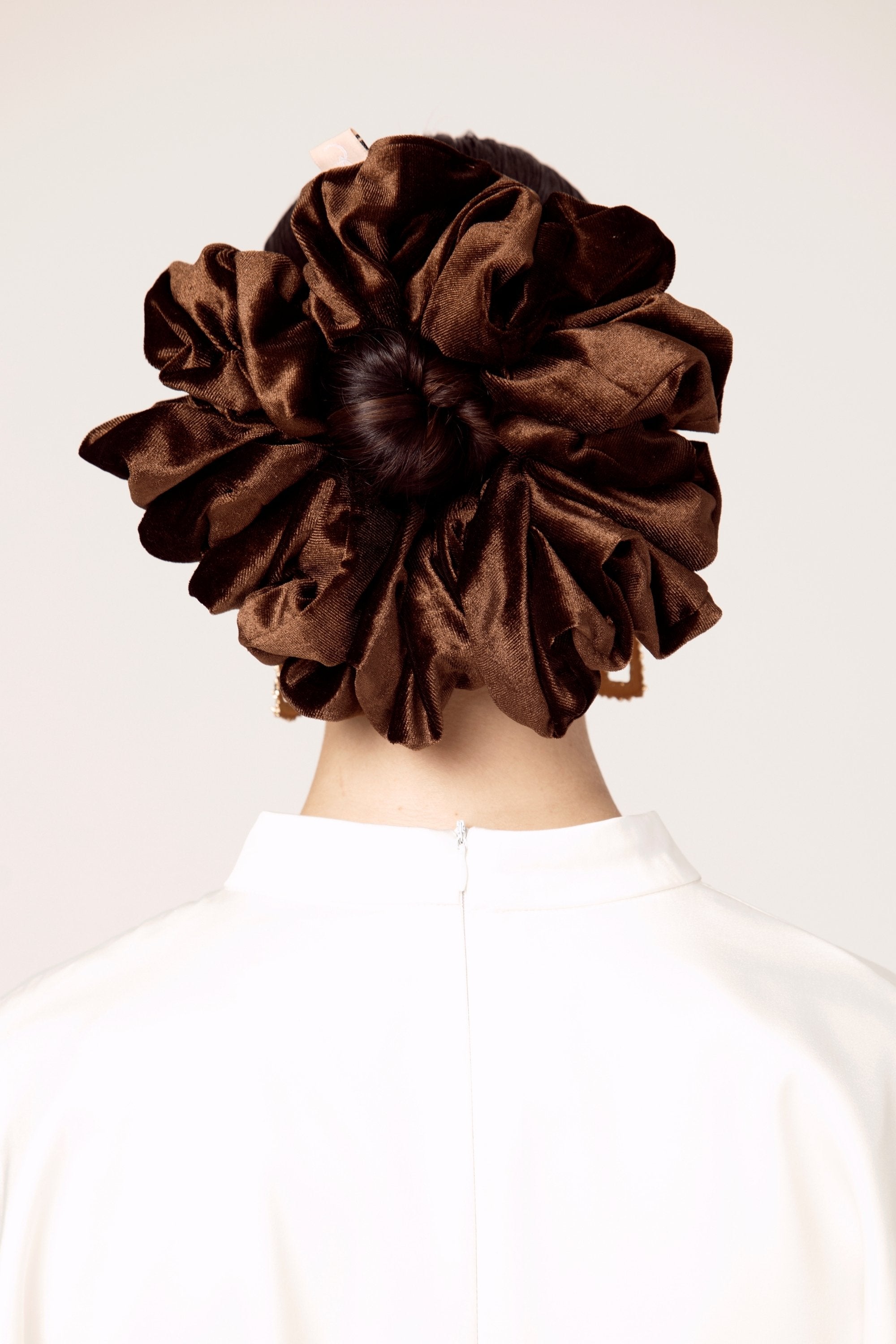 Velvet Volume Scrunchie - Dark Brown Veiled Collection 