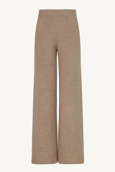 Wool Knit Wide Leg Pants - Cobblestone