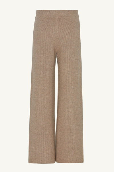 Wool Knit Wide Leg Pants - Cobblestone