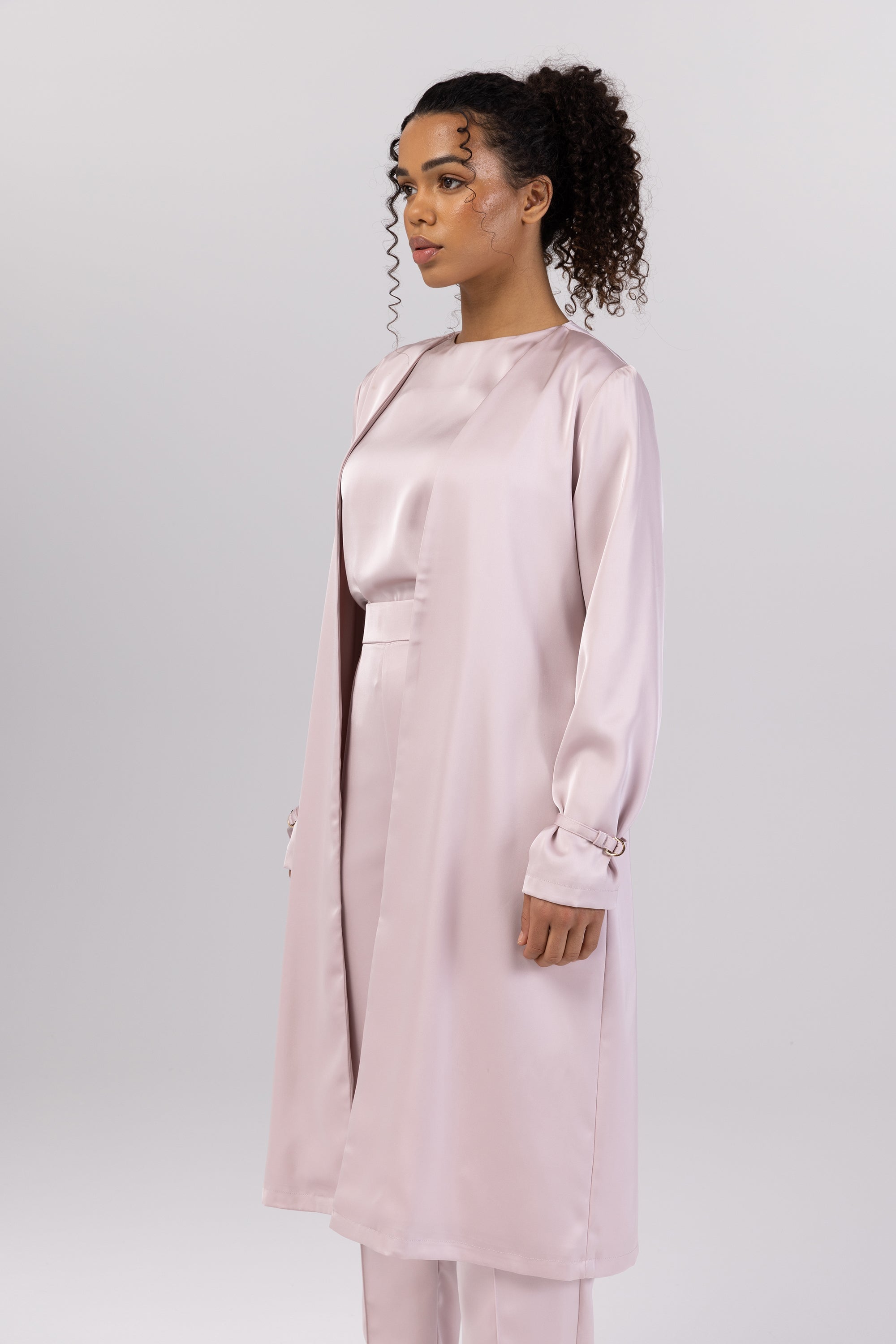 White satin duster clearance coat