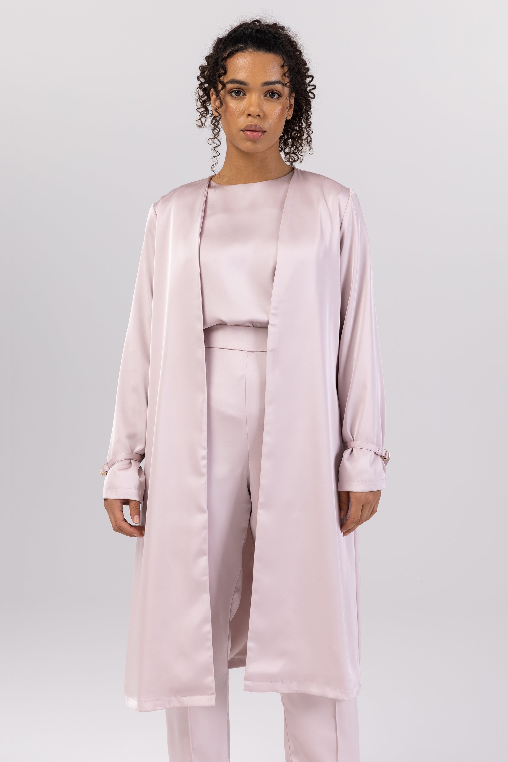 White satin sale duster coat